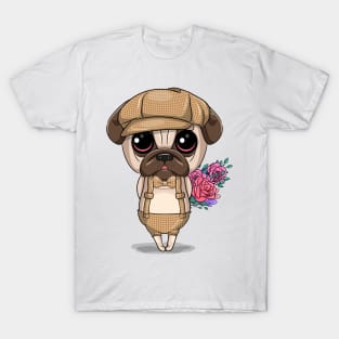 Cute pug dog with flowers T-Shirt